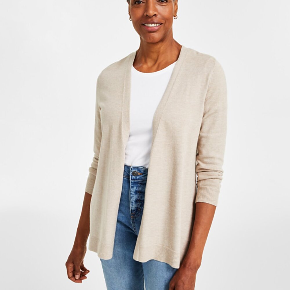 Brand New Style & Co Women's Open-Front Cardigan, Heather Beige Color, Size S